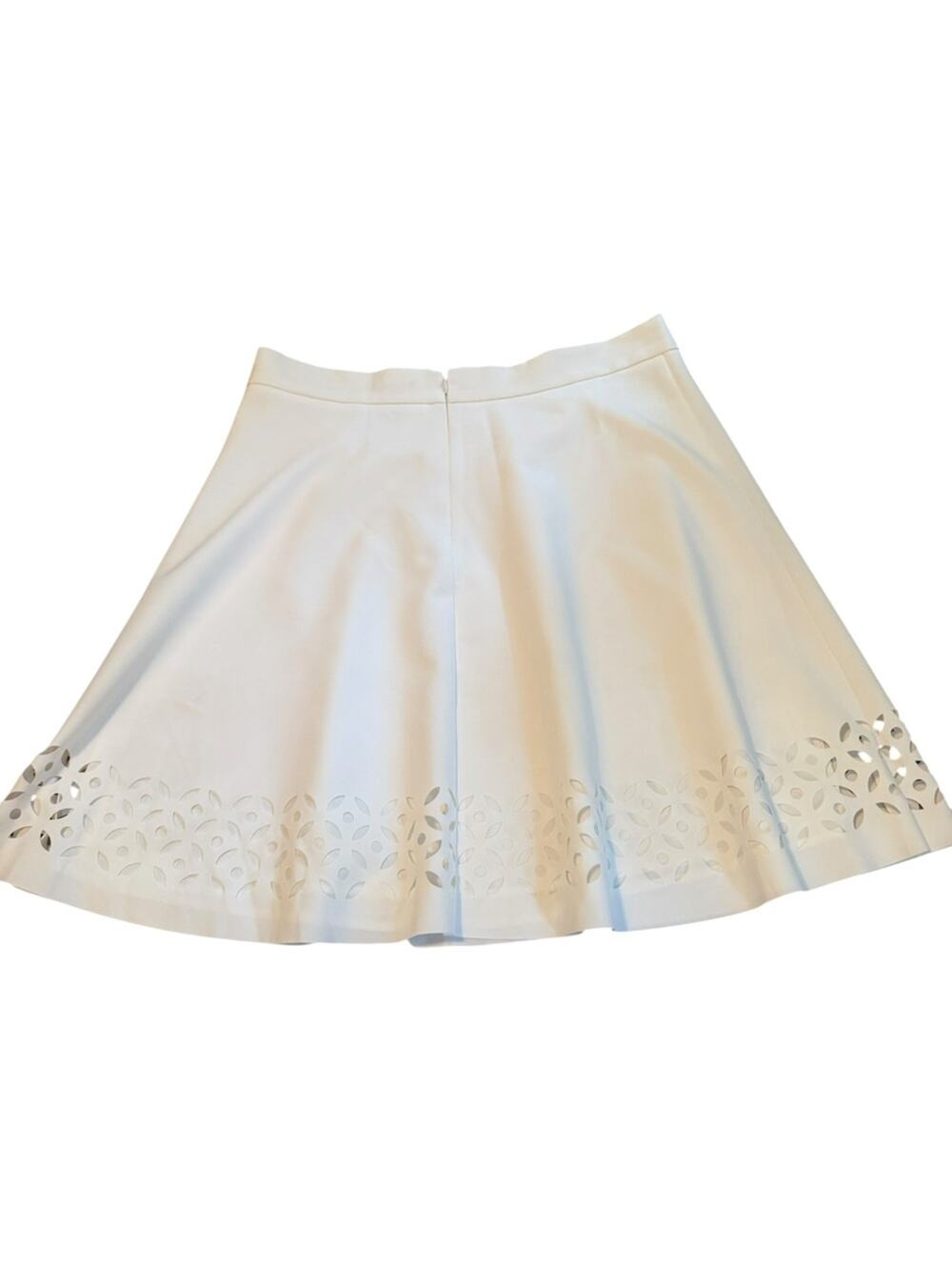 Ann Taylor White Cut Out Hem Flare A-Line Skirt Size 12 Coastal Chic